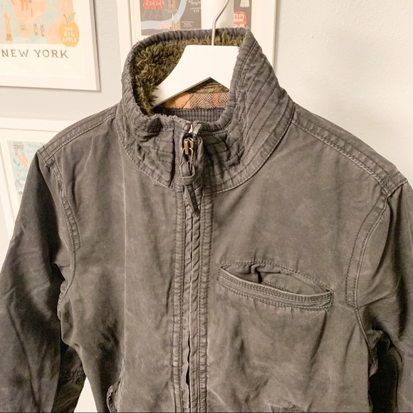 American Eagle Flannel Lined Fur Collar Jacket, L - Picture 2 of 6